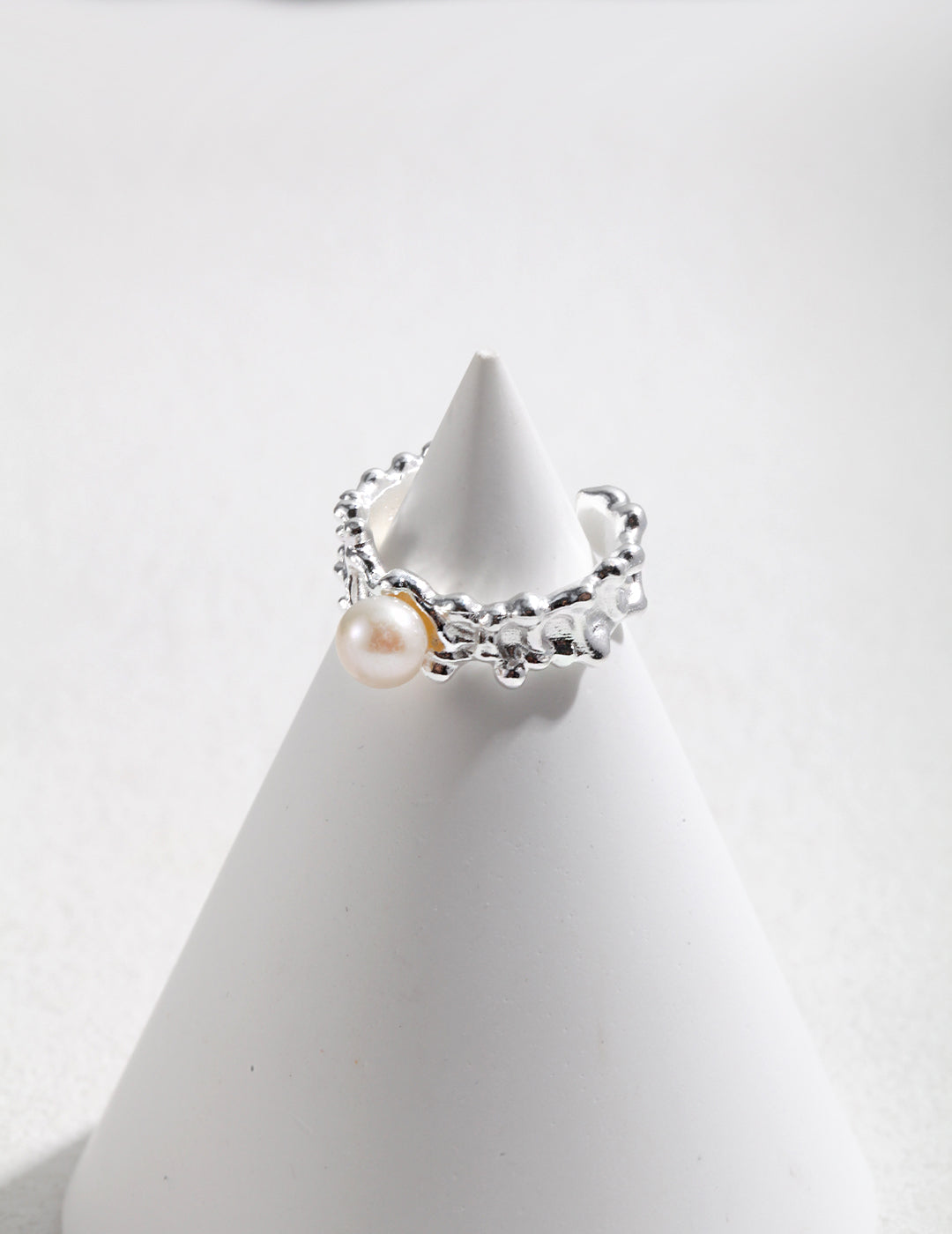 Serene Tide Silver and Pearl Adjustable Ring