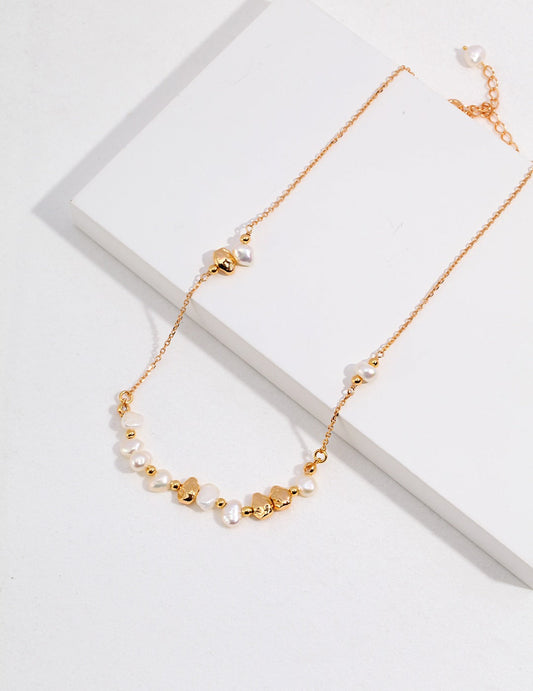 Delicate Pearl and Sterling Silver Floral Necklace