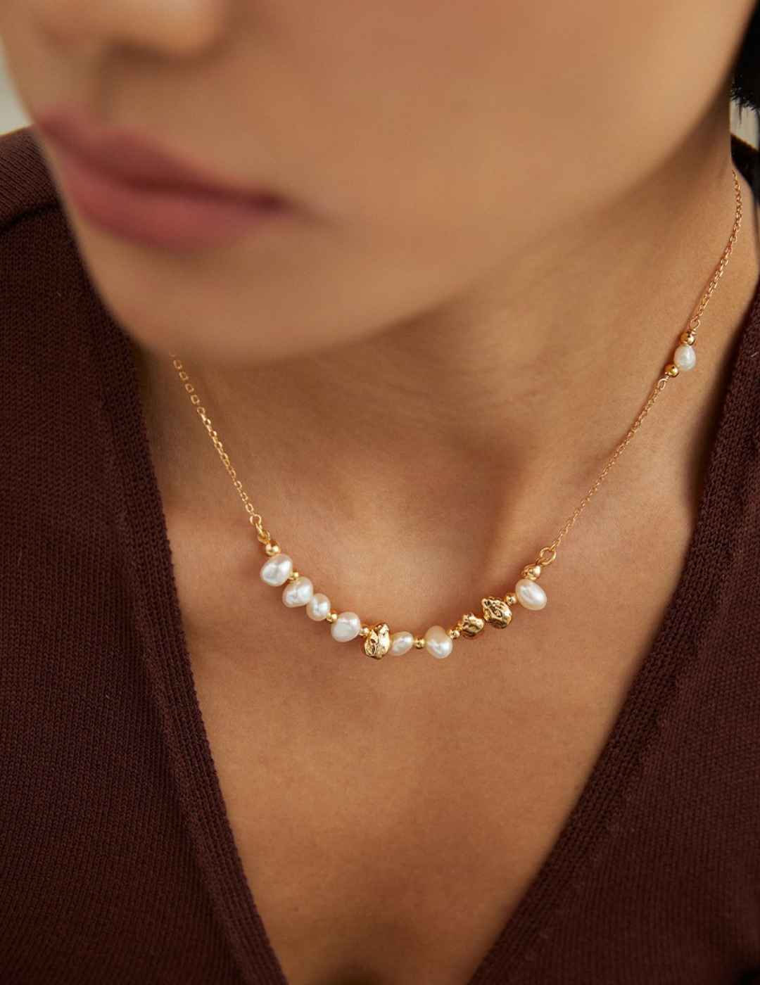 Delicate Pearl and Sterling Silver Floral Necklace