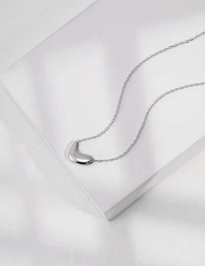 Charmed Heart: Elegant Small Bean Sterling Silver Necklace