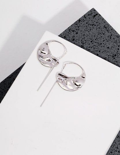 Dynamic Irregular Semicircular Sterling Silver Earrings