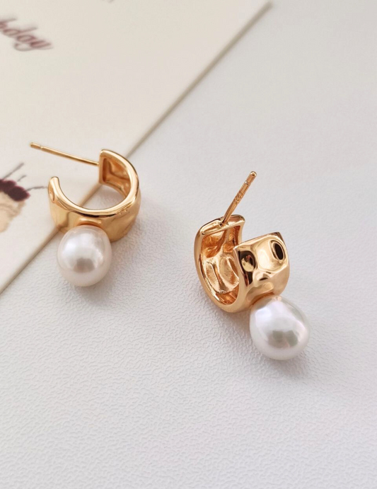 Roman Holiday: Crescent Pearl & Sterling Silver Earrings