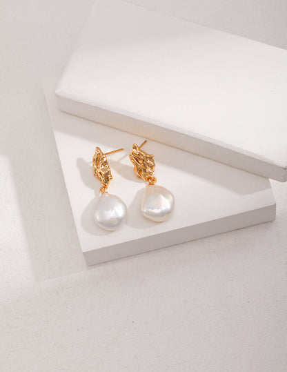 Opulent Baroque Pearl Sterling Silver Drop Earrings