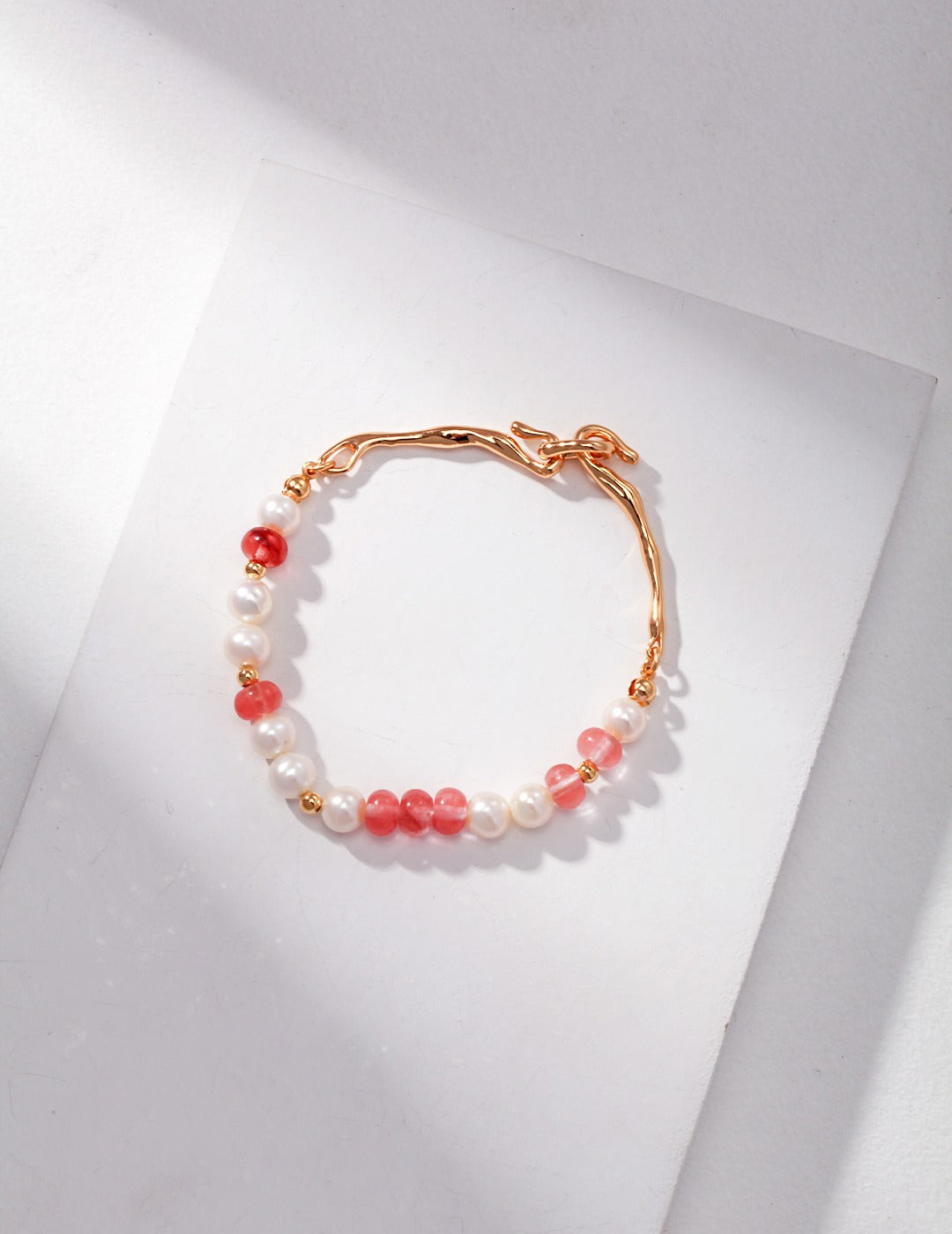 Sweetheart's Pearl and Pink Crystal Silver Bracelet