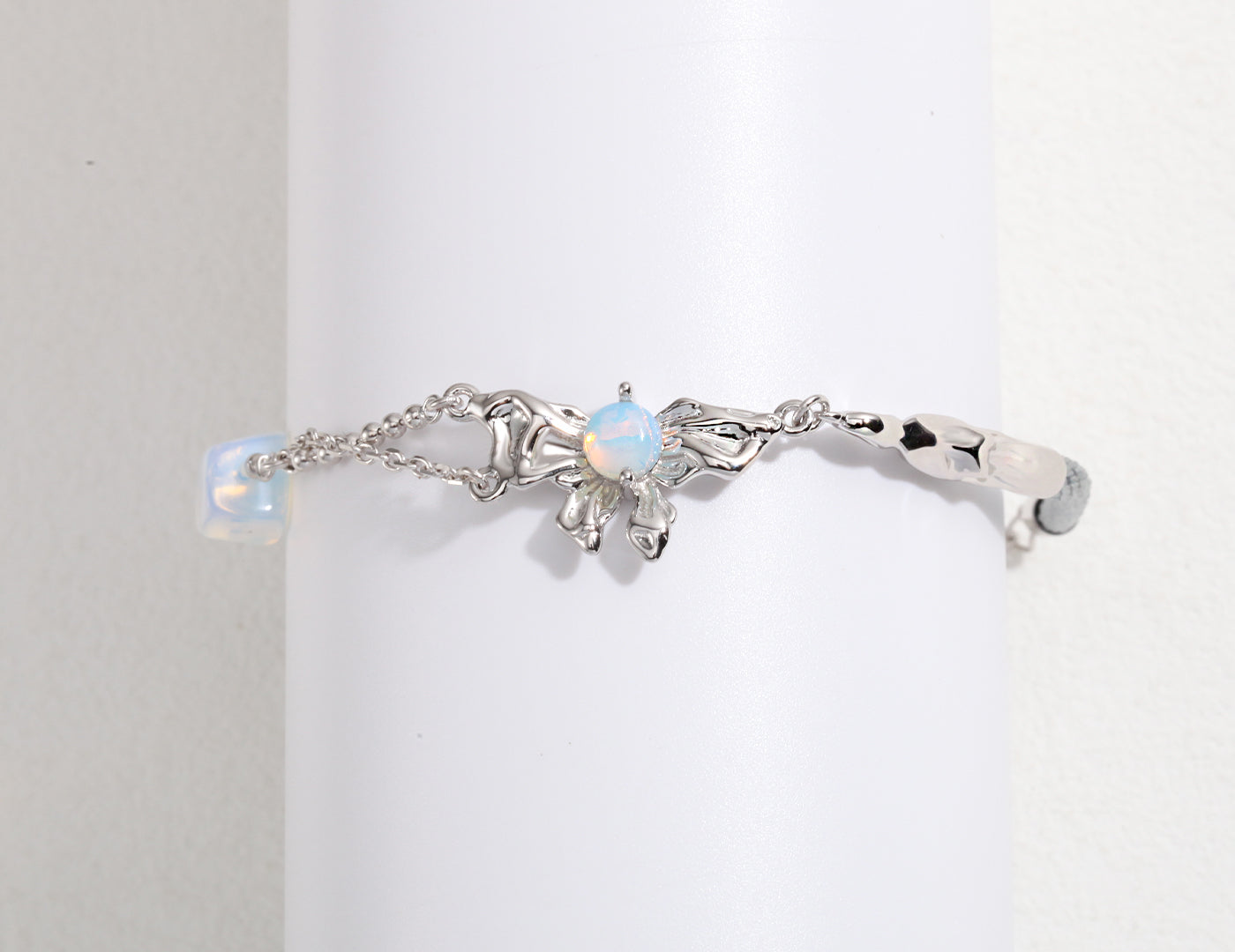 Enchanting Opal Butterfly Sterling Silver Bracelet