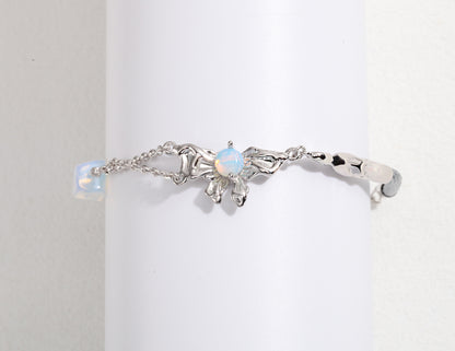 Enchanting Opal Butterfly Sterling Silver Bracelet