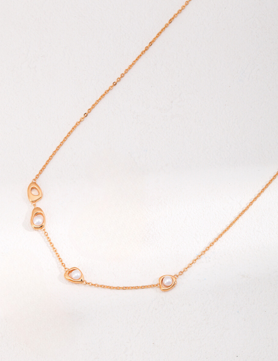 Golden Drops: Elegant Natural Pearl and Sterling Silver Necklace