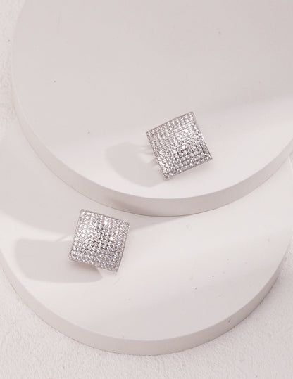 Party Queen: Luxury Zircon-Embedded Sterling Silver Diagonal Earrings