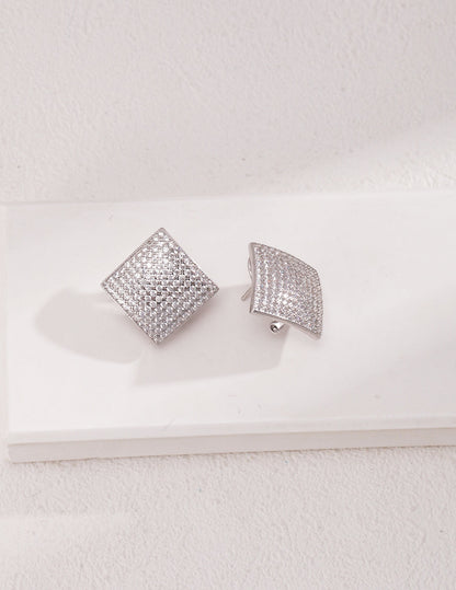 Party Queen: Luxury Zircon-Embedded Sterling Silver Diagonal Earrings