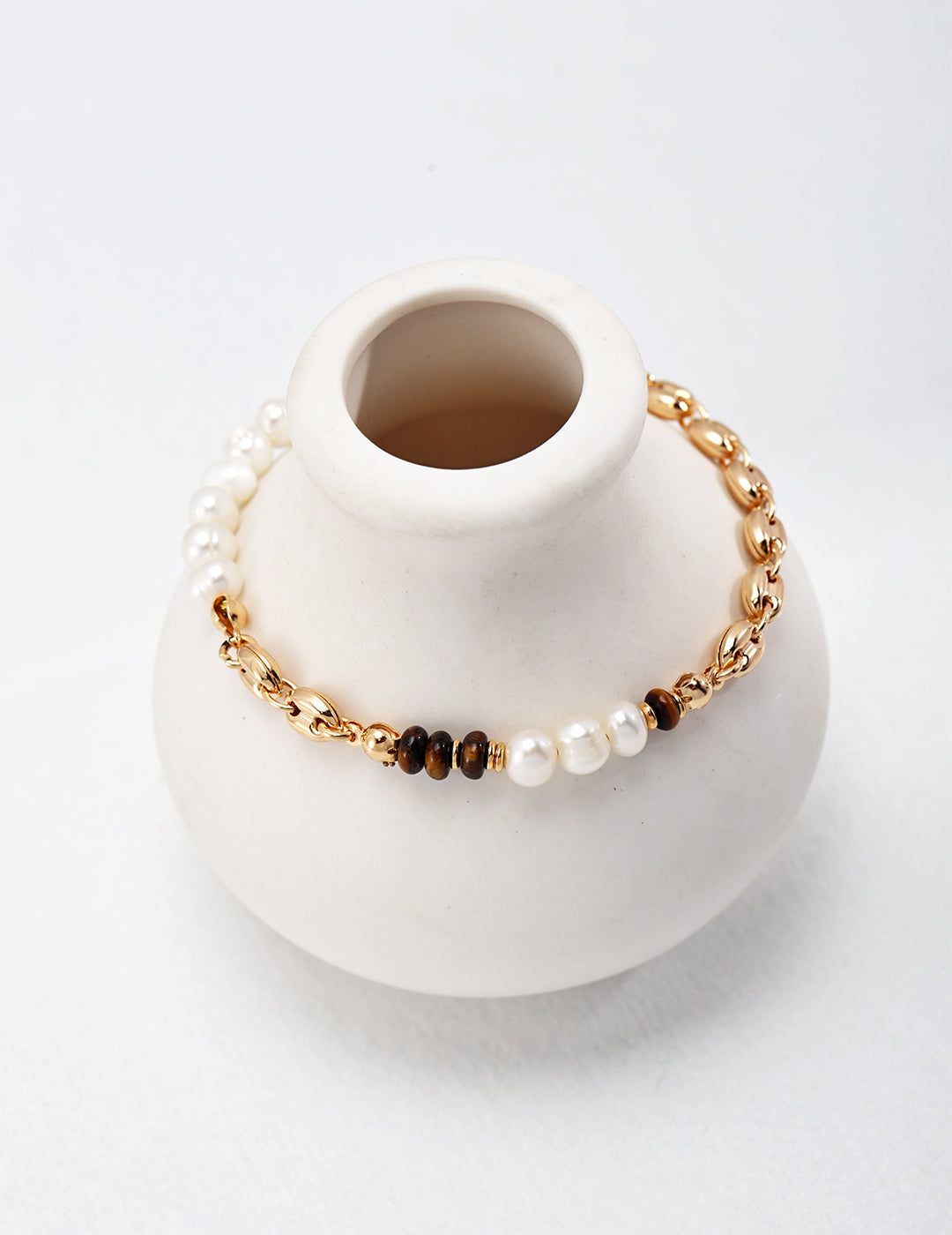 Golden Glow Pearl and Tiger Eye Bracelet