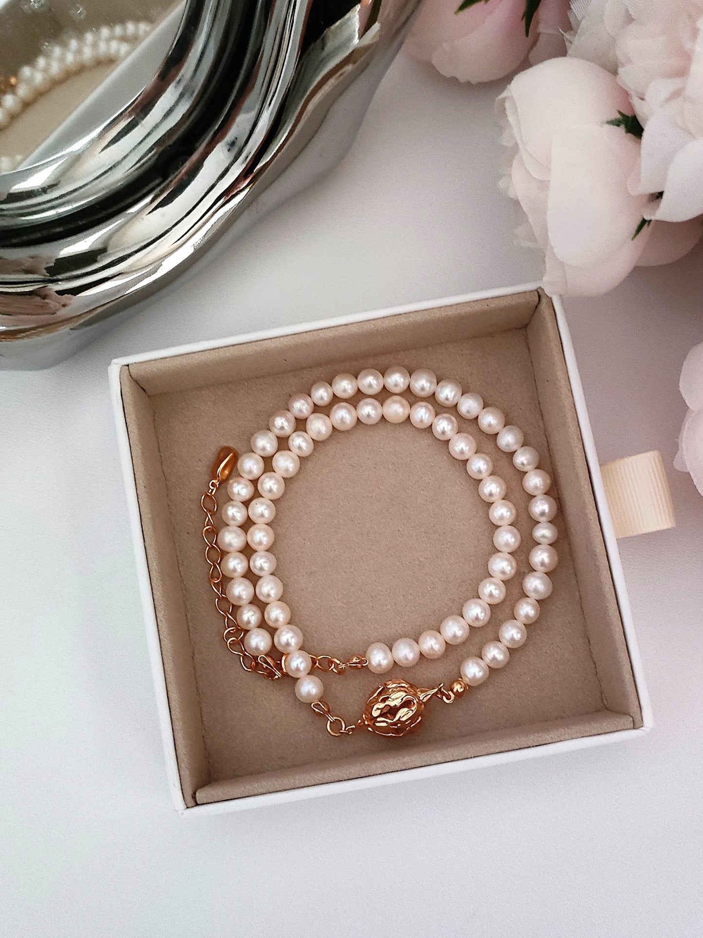 Pearl Blossom Sterling Silver Necklace